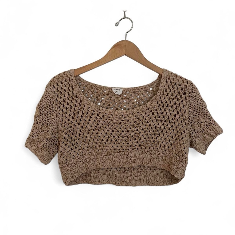 Cotton On Tan Crocheted Top